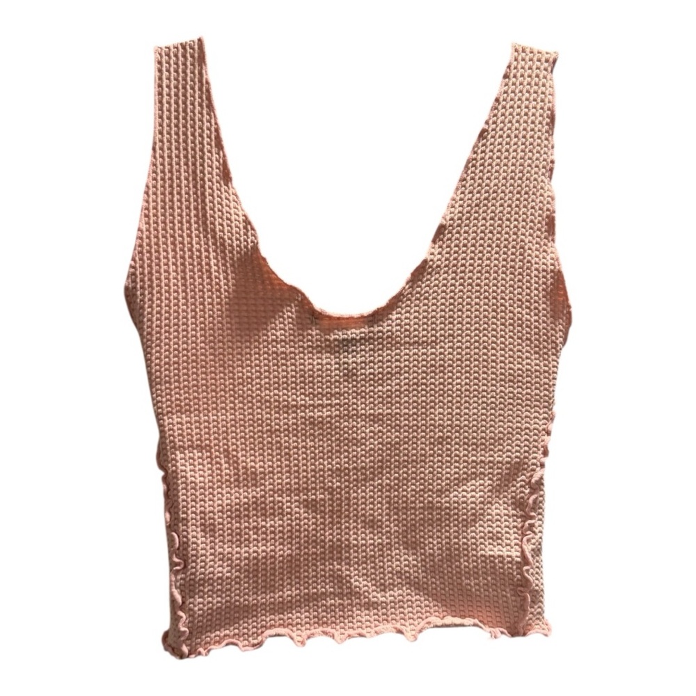 Pink Ribbed Crop Tank Top - Picture 3 of 4